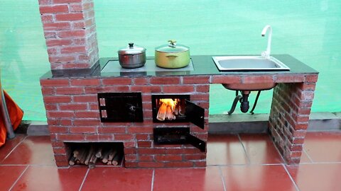 Brick Stove Ideas | How to build an outdoor wood stove with a spacious use space