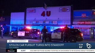 Stolen car pursuit turns into standoff in City Heights