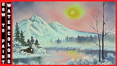 PAINT BOB ROSS WINTER FROST WITH WATERCOLORS