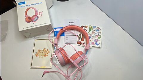 Look @ New bee Kids Headphones Microphone Mic KH20 Wired Stereo Safe Volume Limited 85dB 94dB Pink
