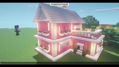 MINECRAFT, How to build a lovely pink house super simple #minecraft #viral #minecrafttutorial