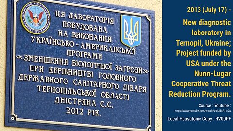 (2013) New diagnostic laboratory in Ternopil, Ukraine; USA funded Nunn-Lugar DTRA