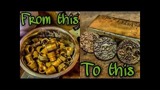 BRASS MELTDOWN/HUGE BRASS INGOT/BEASS COINS/trash to treasure/ devilforge