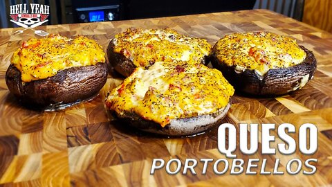 Queso Stuffed Portobello Mushrooms on a Grill... Easy Recipe