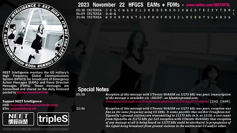November 22 2023 Emergency Action Messages – US HFGCS EAMs + FDMs