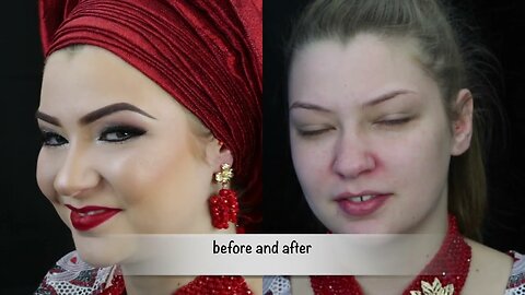 Video: Nigerian bridal wedding Makeup tutorial and gele/Makeup transformation |THE BE