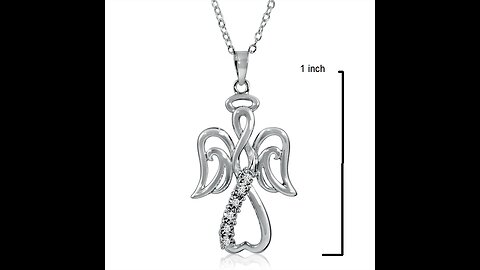 Winged Angel Open Heart Diamond Pendant-Necklace in Sterling Silver 18" Chain
