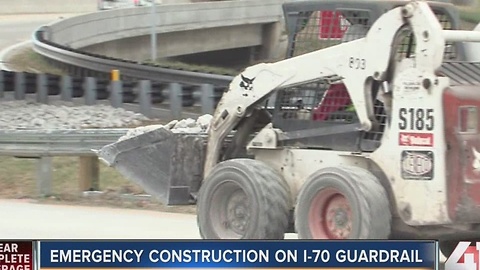 Emergency construction on I-70 guardrail