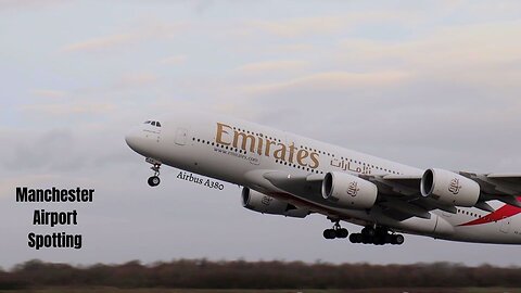Awesome Airbus A380 Takeoff! Giant Aircraft Close To Manchester Airport Runway