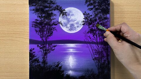 Full Moon Painting / Acrylic Painting for Beginners / STEP by STEP #173