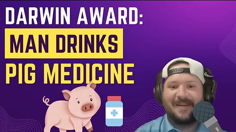 A man drinks pig medicine because it's cheaper than alcohol?