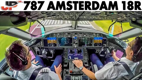 Piloting BOEING 787 onto Amsterdam Polderbaan | Cockpit Views
