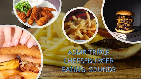 🍔🍟🧀 ASMR feast: Triple cheeseburger, wedge fries, chicken nuggets, and cheese stick eating sounds! 🤤