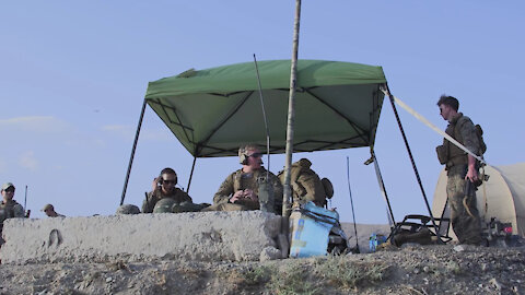 Marines monitor air traffic at Hamid Karzai International Airport