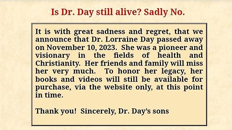 RIP Dr Lorraine Day