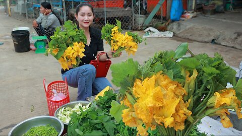 PUMPKIN FLOWER SOUR SOUP | Buy Fish Past for making sour soup with Pumpkin Flower | Market Show