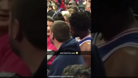 Joel Embiid stole a fan's seat! via frankmurphy2009 Twitter