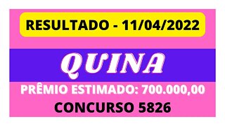 [RESULTADO] Sorteio da Quina | Concurso 5826 - 11/04/2022 | #quina #loteria