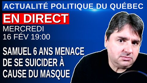 APDQ en Direct - Samuel 6 ans menace de se suicider à cause du masque- Invitée Spéciale sa maman