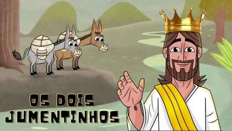 JESUS, DOIS JUMENTINHOS E O RIO - Desenho Bíblico