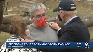 President Biden surveys damage from Kentucky tornadoes