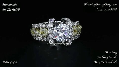 BBR 585-1 Wide Band Unique Diamond Engagement Ring Handmade In The USA