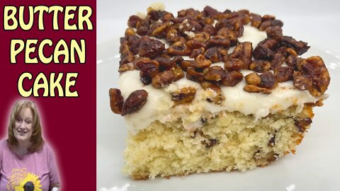 Homemade BUTTER PECAN CAKE Recipe with Buttercream Frosting