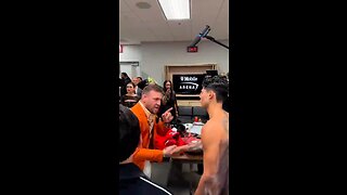 Conor McGregor meets Ryan Garcia backstage after fight