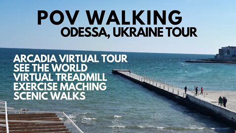 POV WALKING ODESSA, UKRAINE - ARCADIA VIRTUAL WALKING TOUR IN WINTER, EXPLORE THE WORLD, SCENIC UHD