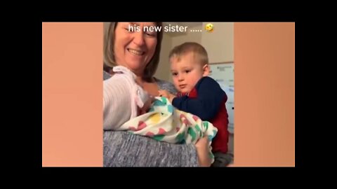 Cute Baby Video Heartwarming Moments Siblings First Meeting Newborn Baby 🥰 #Shorts