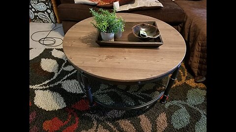 Bonnlo Circle Coffee Table, 31.5" Small Round Coffee Table Industrial Coffee Table Round Farmho...