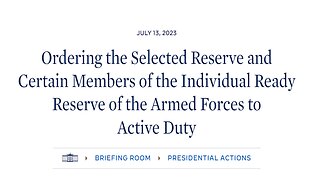 ALERT: White House Ordering Some US Reserve Forces to Active Duty