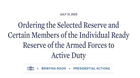 ALERT: White House Ordering Some US Reserve Forces to Active Duty