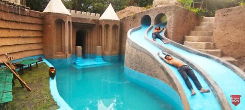 My Summer Holiday 155 Days Building 1M Dollars Water Slide Park into Underground Swimming Pool House