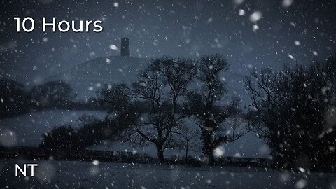 Winter Snow Storm & Cold Strong Wind Sounds for Relaxing, Deep Sleep, Insomnia | Glastonbury Tor