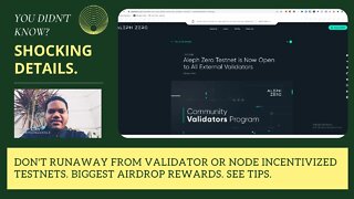 Don't Runaway From Validator Or Node Incentivized Testnets. Biggest Airdrop Rewards. See Tips.