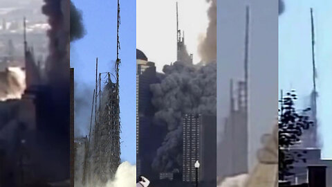 ✈️#911Truth Part 27: Compilation of North Tower 900 ft Spire Turning to Dust