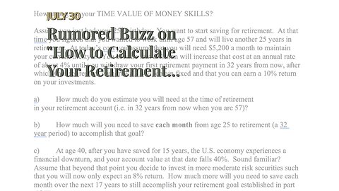 Rumored Buzz on "How to Calculate Your Retirement Savings Goals"