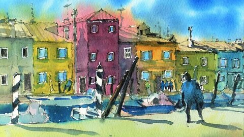 Live #5 - Line and Wash Techniques/Demonstration: Burano