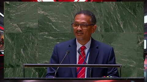 A representative for Jamaica addresses the General Assembly emergency session on Gaza