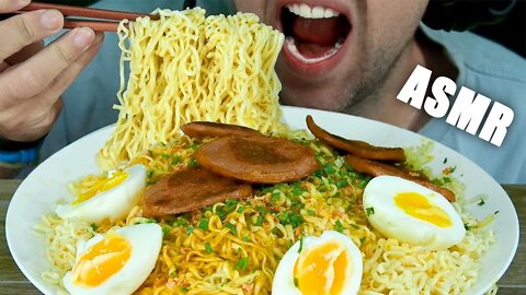 ASMR HOMEMADE FOOD NOODLES + EGGS + FRIED SAUSAGE SLICE | EATING SOUNDS (NO TALKING) MUKBANG