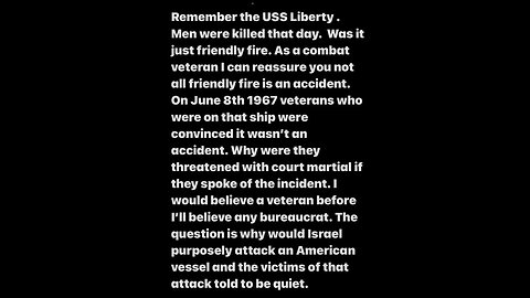 Legendary NFL quarterback Brett Favre says don't ever forget the USS Liberty! 11-19-23