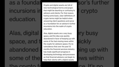 Advisors Need to Refine Their Definition of Crypto #cryptoshortsnews #crypto #viral #trending