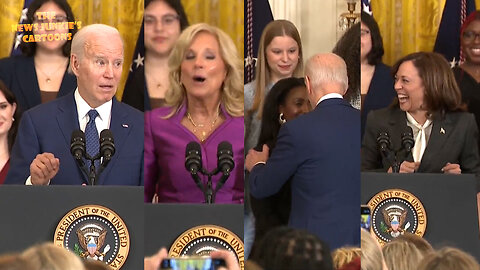 Biden Clown Show: "Including Black & Latina, brown & Asian American, Native Americans, H-Pacific Islanders, LGBTQ survivors... I wrote the violence (gibberish) with my own paw... not a joke." Kamala cackles.