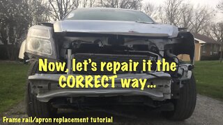 Frame rail and apron replacement tutorial on our 2015 GMC Terrain Denali