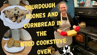 Sourdough Scones | Sourdough Cornbread | Wood Cookstove Baking | ￼￼Sourdough Discard | wood fire