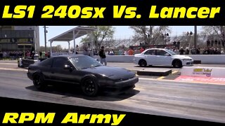 LS1 Nissan 240SX Vs Mitsubishi Lancer Drag Racing