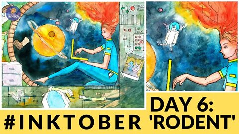 Space Watercolor Painting: Inktober Day 6 'Rodent'