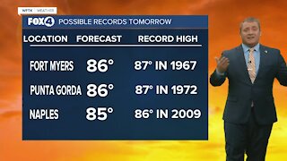 Near record high temperatures expected on Monday