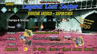 Destiny 2 Legend Lost Sector: Throne World - Sepulcher on my Strand Titan 7-21-23